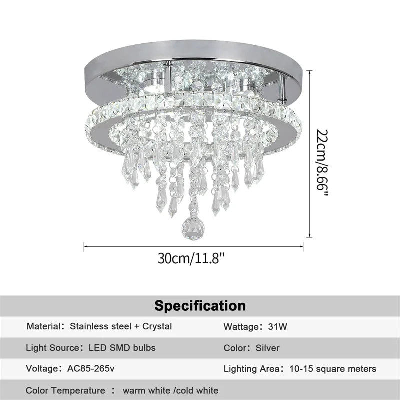 Astralis K9 Crystal LED Chandelier – Polished Chrome Ceiling Light for Modern Living Spaces