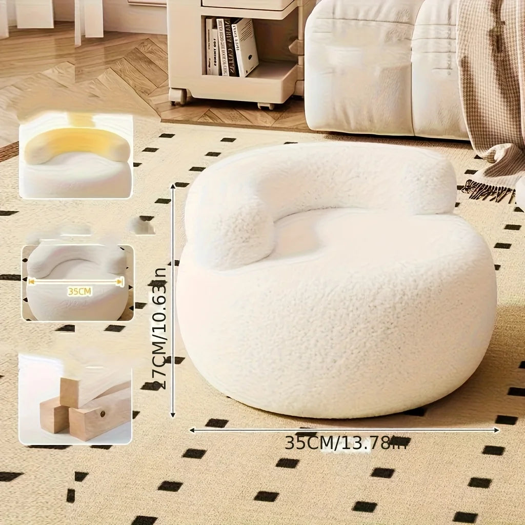 🌰 The Montclair Cream Pouf – Modern Hardwood Low Stool & Coffee Table Accent ✨
