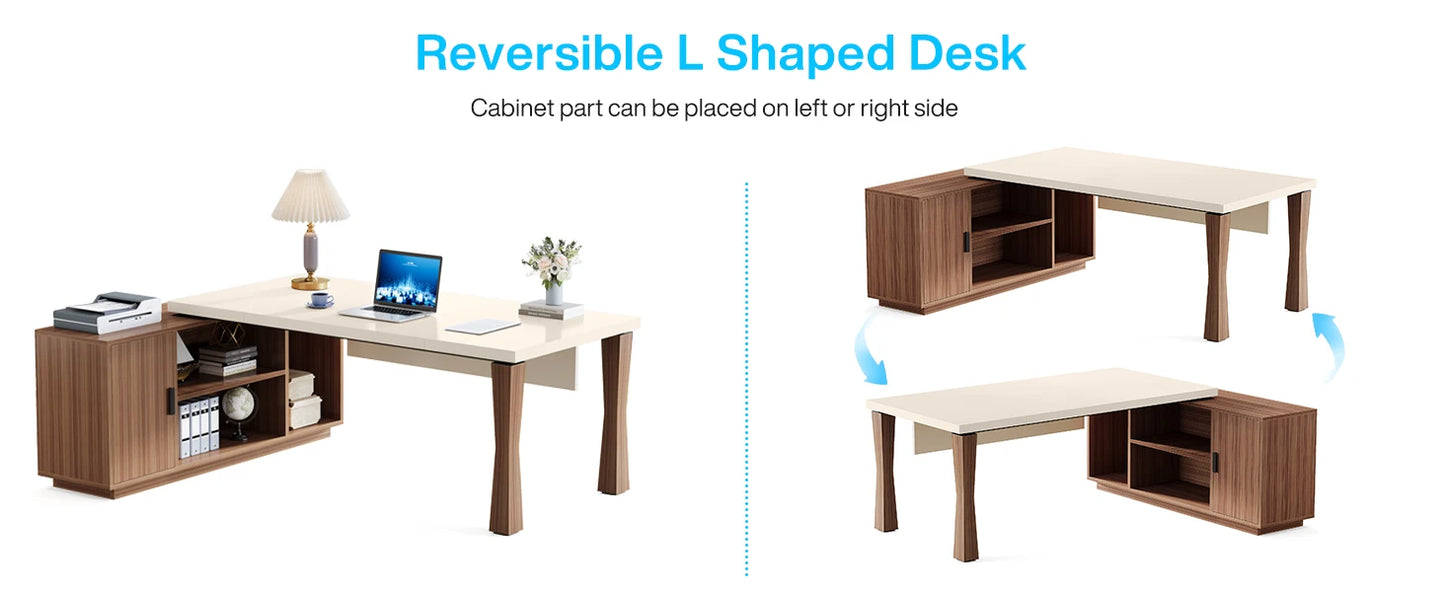 The Regency 71” L-Shaped Executive Desk – Sophisticated Functionality with Storage & Elegance