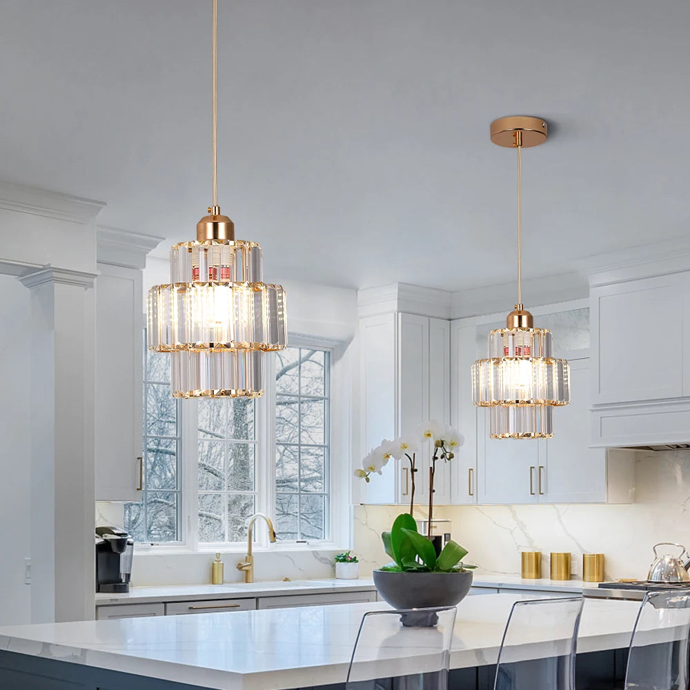 Modern Pendant Light K9 Crystal Chandelier Indoor Ceiling Lamp Bedroom Lustre Dining Table Kitchen Island Fixtures Home Decor