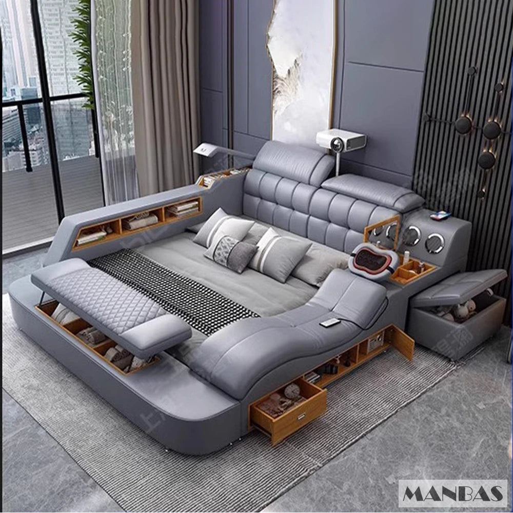 The Élysée Tech-Lux Leather Bed — The Multifunctional Masterpiece of Modern Living