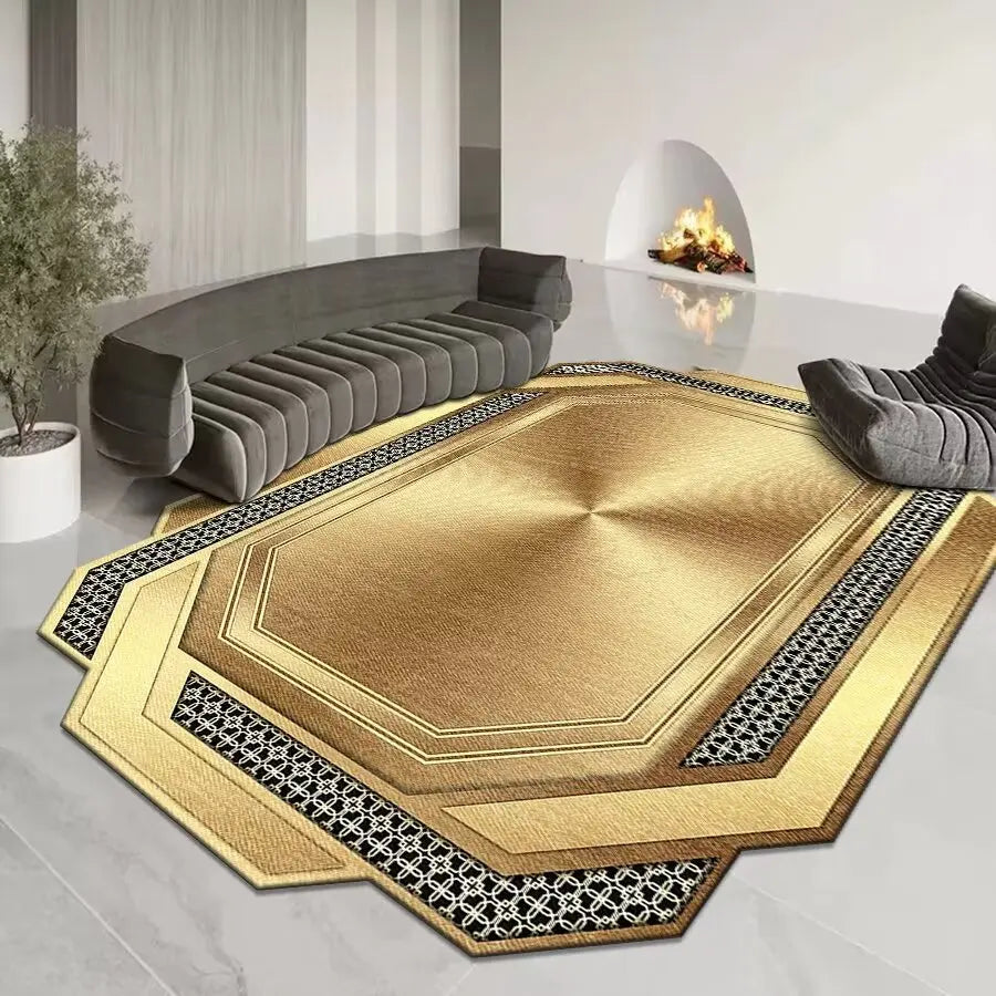 GoldenAura Luxe Carpet – European-Style Irregular Geometry Rug for Living Room, Bedroom & Lounge