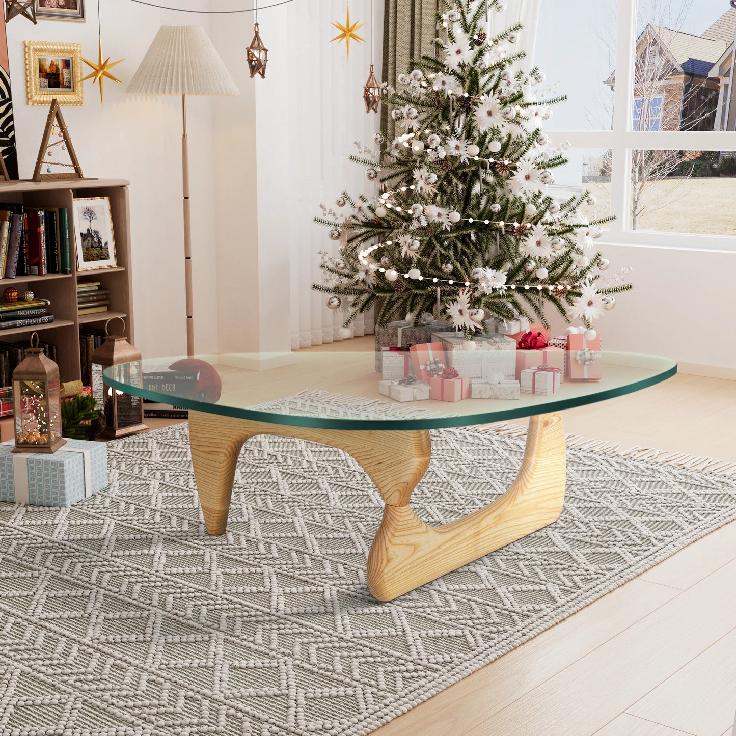 The House Of Bonney Sculptural Glass & Ashwood Coffee Table – A Statement of Modern Refinement