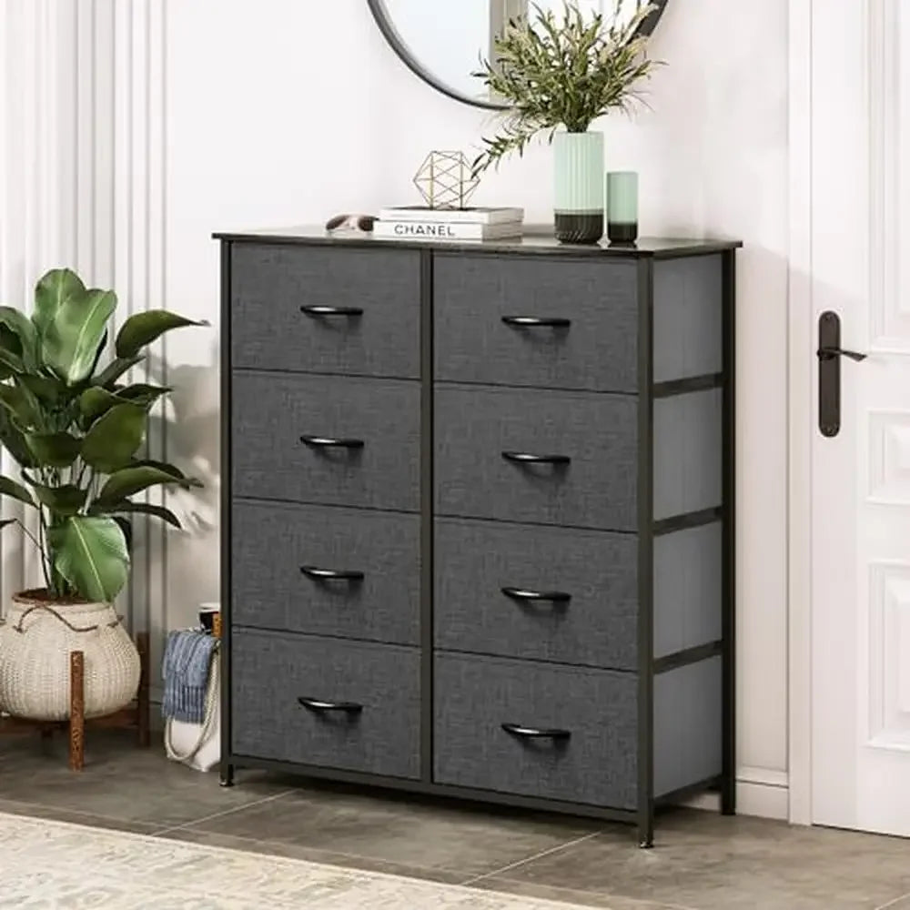 The Quintessential 8-Drawer Fabric Dresser – Sleek Wooden Frame with Breathable Fabric Drawers for Effortless Organization