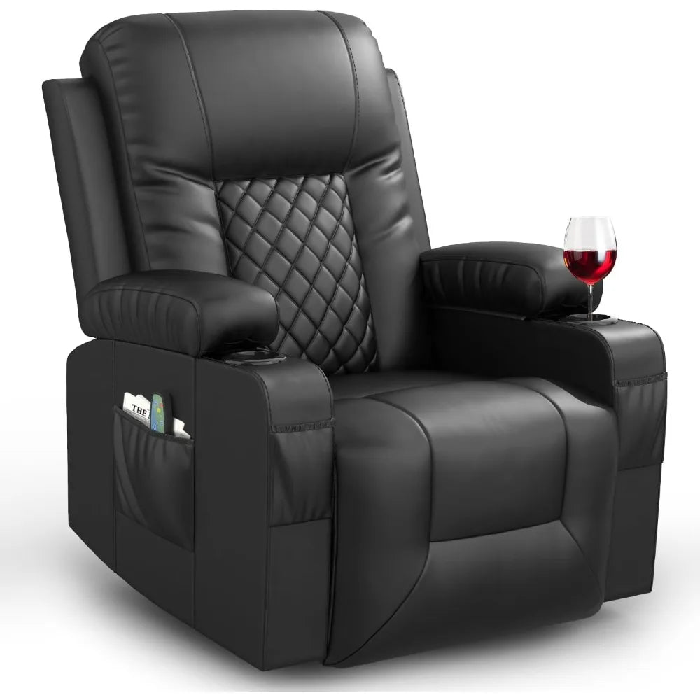 The Elysian Luxe 360° Swivel Recliner – Heated Massage Rocker Lounge Chair with Hidden Storage