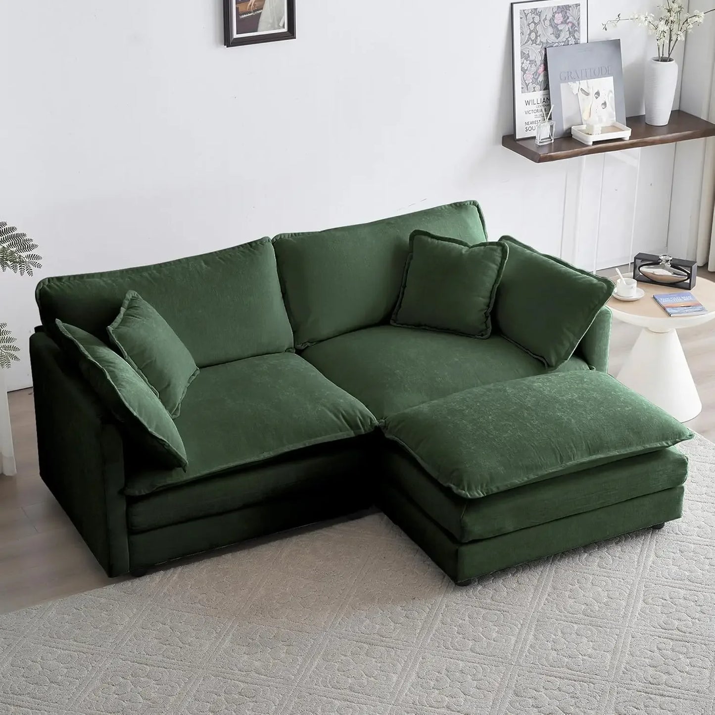 The Savoy Luxe Modular – Deep Seat Chenille Sectional with Ottoman