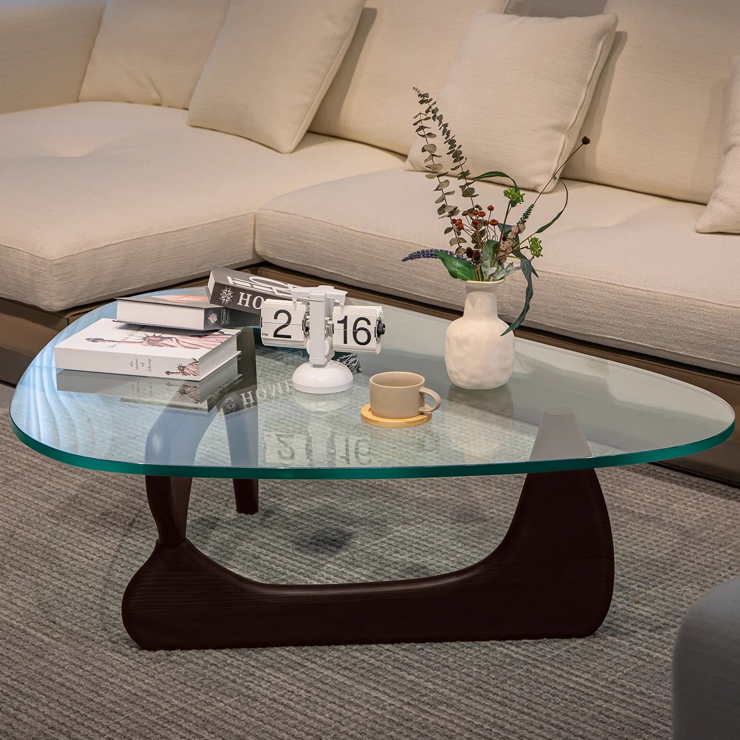 The House Of Bonney Sculptural Glass & Ashwood Coffee Table – A Statement of Modern Refinement