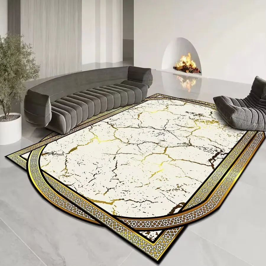 GoldenAura Luxe Carpet – European-Style Irregular Geometry Rug for Living Room, Bedroom & Lounge