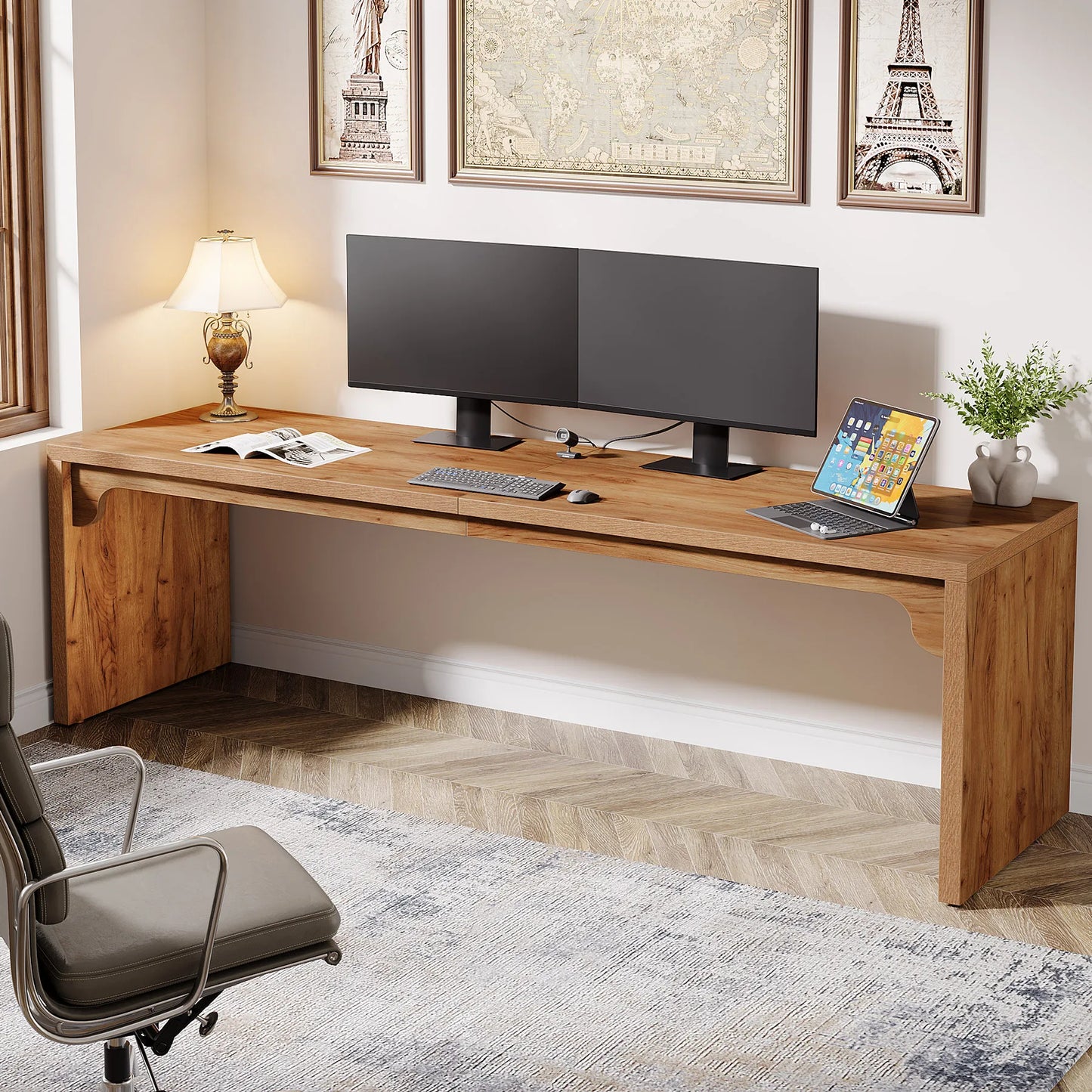 Tribesigns 78.7 Inches Long Computer Desk, Wooden Extra Long Desk Double Desk Workstation, 2 Person Desk for Home Office