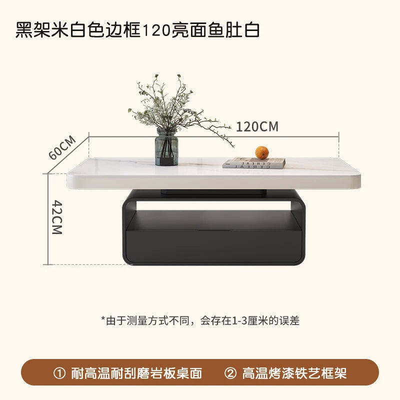 WhisperStone Luxe Living Room Coffee Table – Modern Minimalist Rock Slab Masterpiece with Storage, Style & Soul