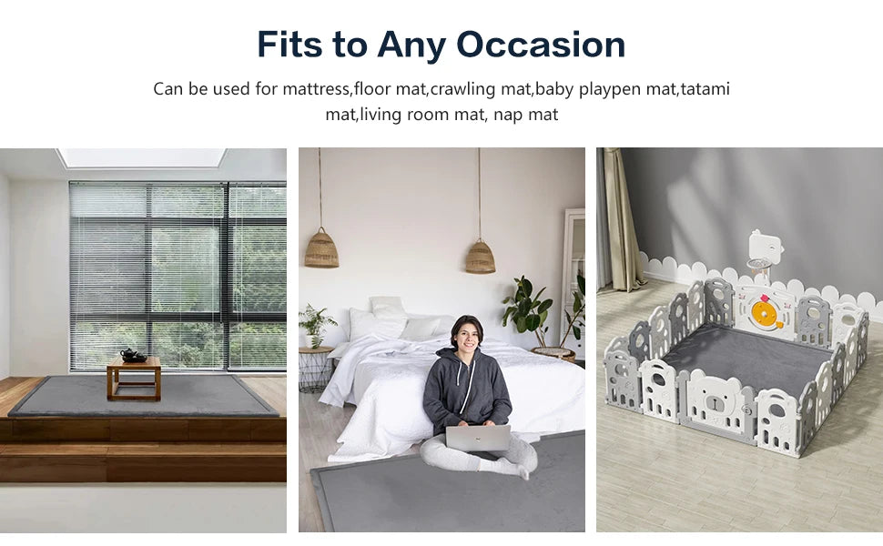 Cream Quietude Classic: Non-Slip Minimalist Tatami Living Room & Bedroom Rug