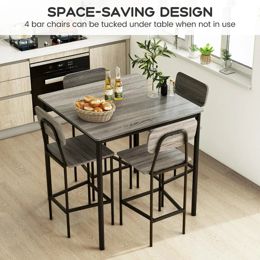 The Kensington Luxe 5-Piece Counter Height Dining Set – Elevated Comfort, Timeless Elegance