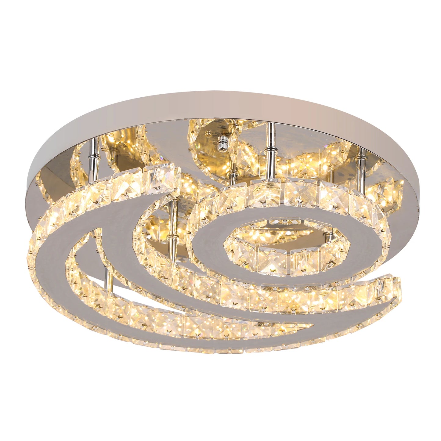 SunMoon Crystal Art Deco Chandelier – Modern LED Ceiling Light for Living Room, Dining Space & Bedroom Luxury Glow