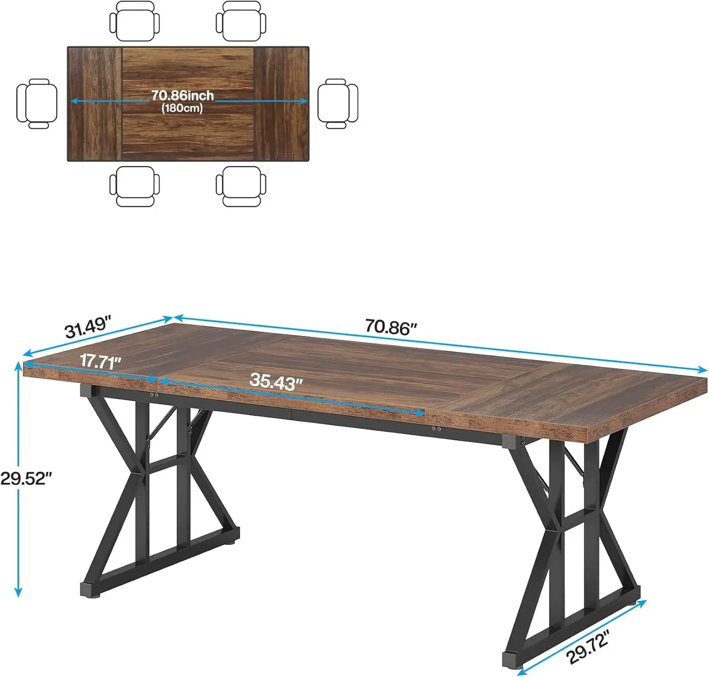 The "Belmont Manor" 70.8” Grand Farmhouse Dining Table – A Statement of Elegance & Strength