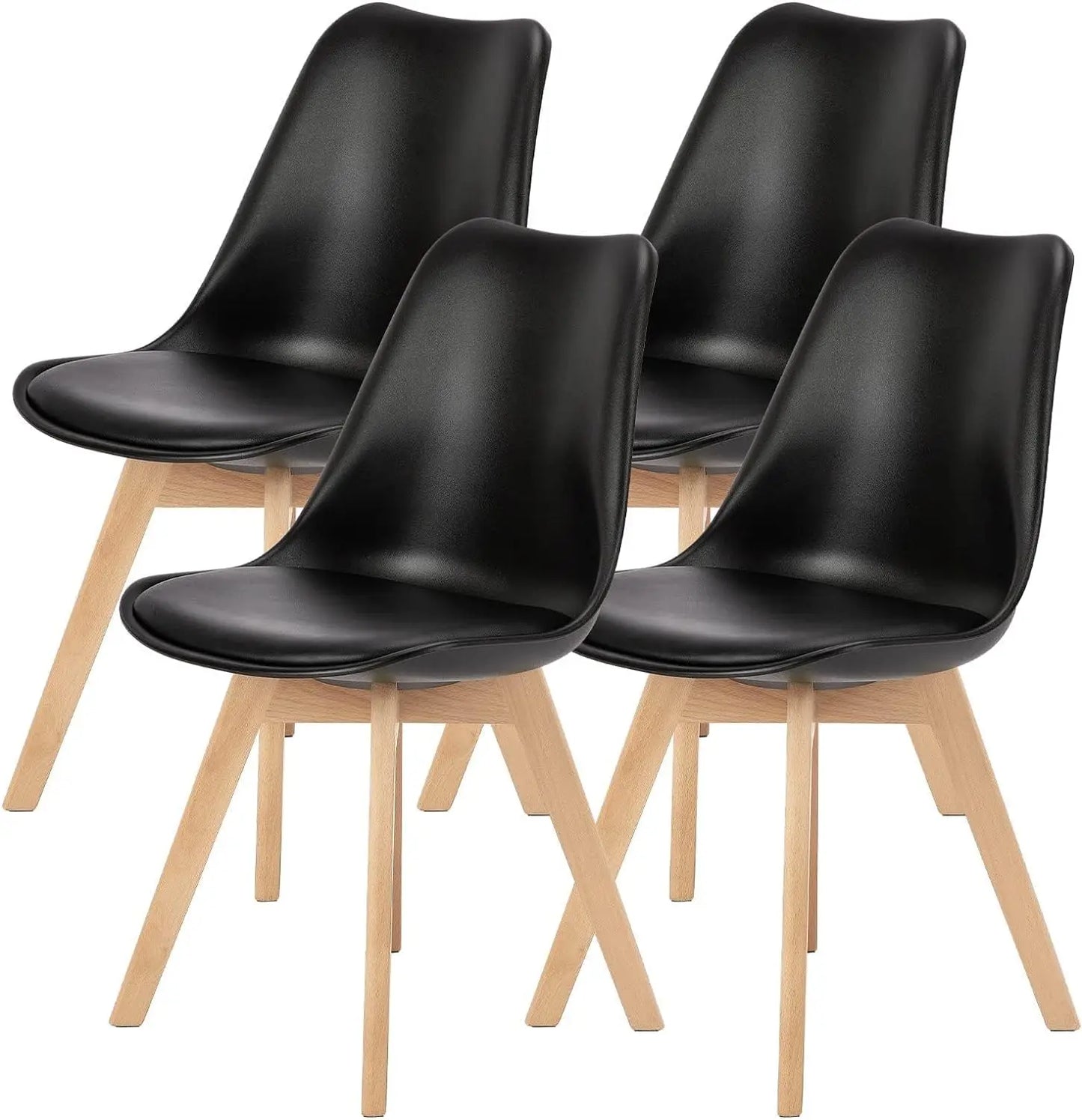 Modern PU Leather Dining Chairs Set of 4 – Stylish & Comfortable Dining Room Seating with Wooden Legs