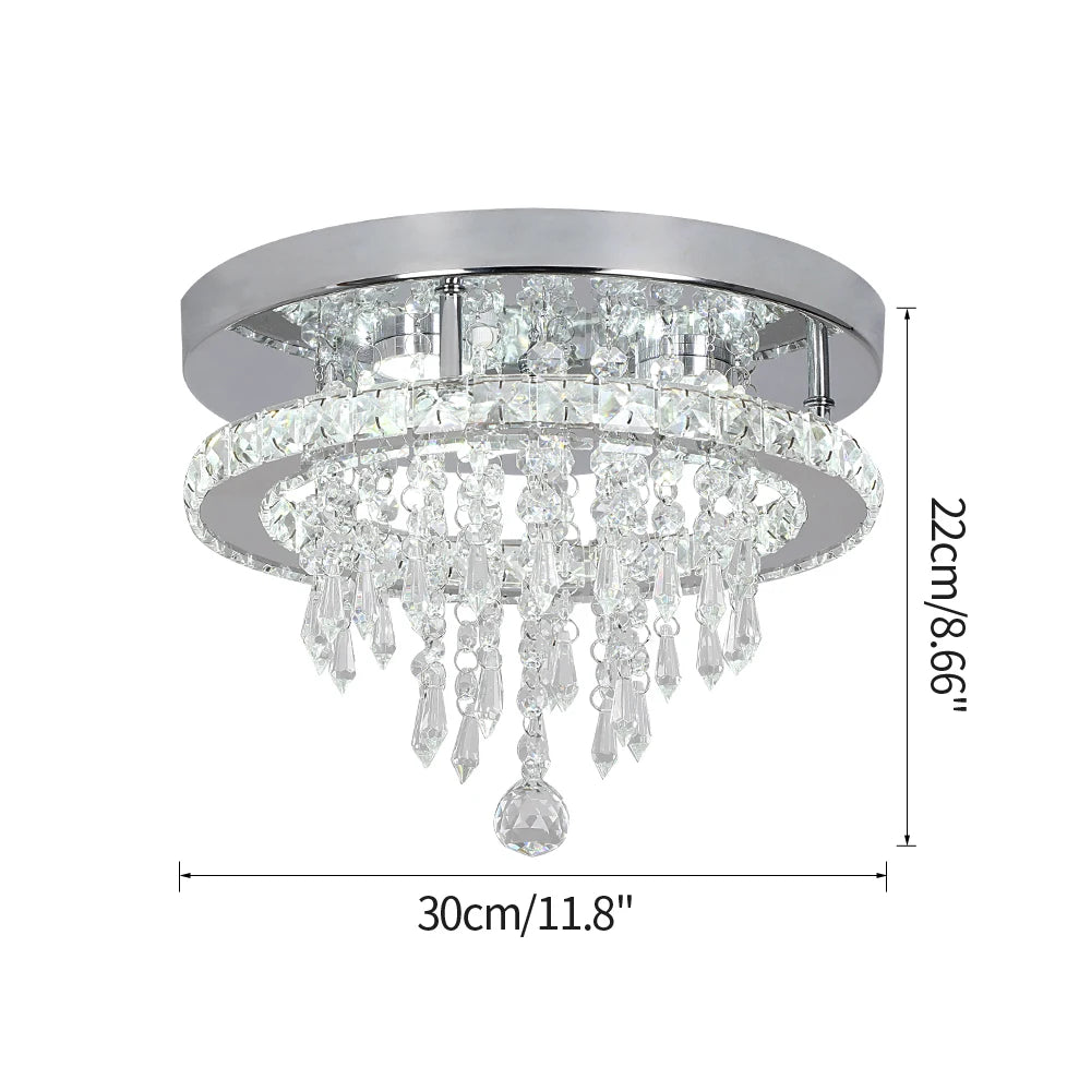 Lumière Élevée – Modern Crystal Flush Mount Ceiling Light with Polished Chrome Accents & LED Brilliance