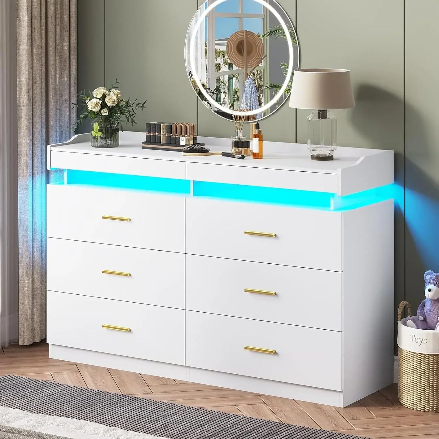 Elysian 9-Drawer LED Dresser – Modern Wood Storage for Bedroom & Living Spaces