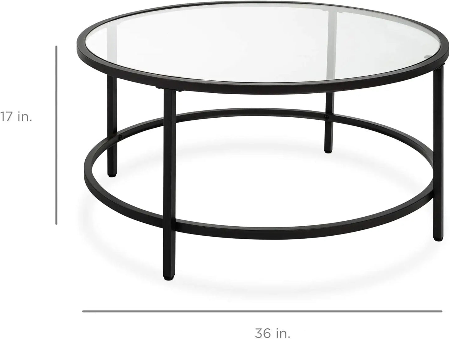 The House Of Bonney Sleek Modern Tempered Glass Round Coffee Table – Stylish Accent for Living Spaces