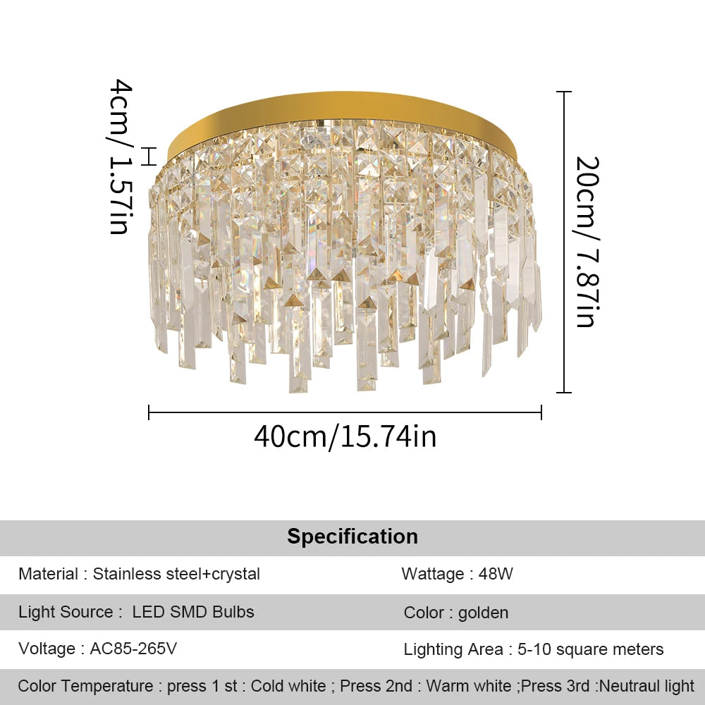 Modern Crystal Light Luxury Ceiling Lamp Led Chandelier Nordic Home Decor Lustre Dining Living Room Bedroom Hotel Hall Fixture