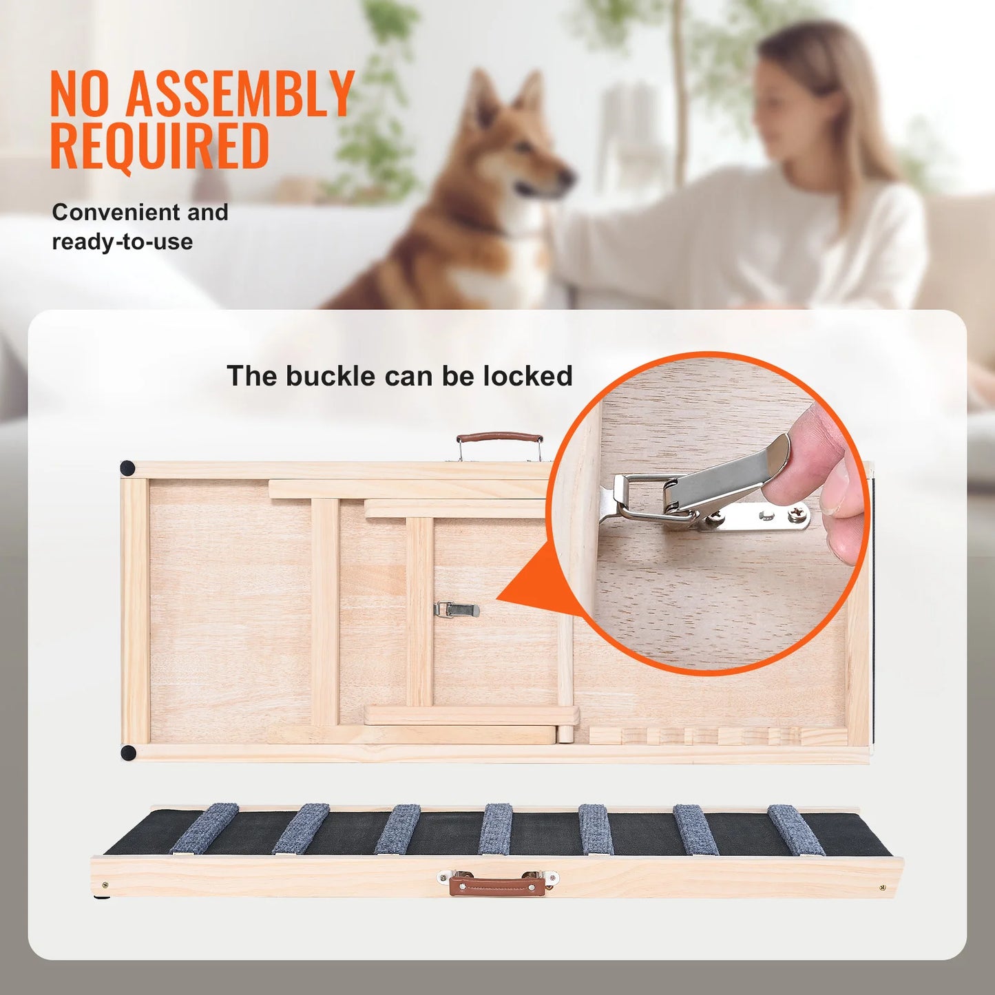 Elevated Companion: Adjustable Folding Wooden Dog Ramp for Sofa, Bed & Car (SucceBuy)