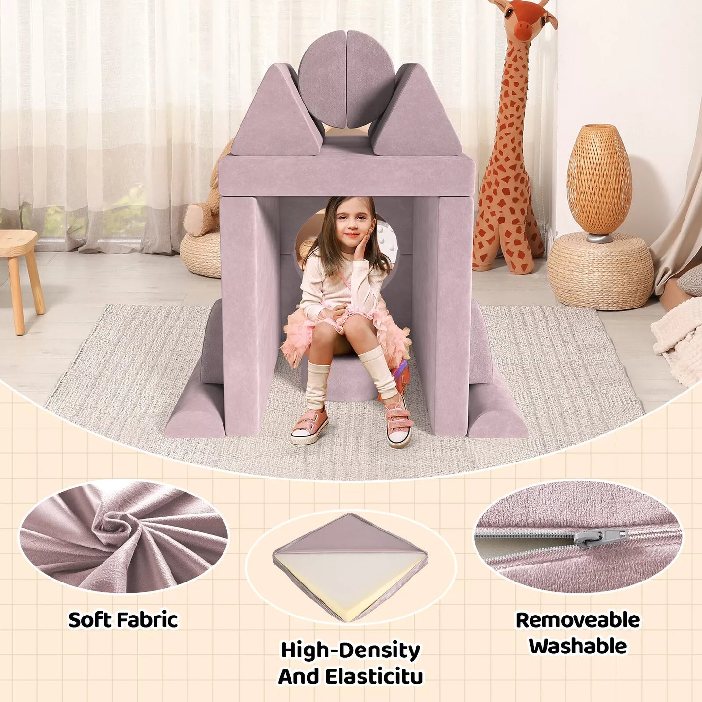 The House Of Bonney Modular Kids Play Couch – 14-Piece Convertible Sectional Sofa & Fortplay Set for Toddlers and Families