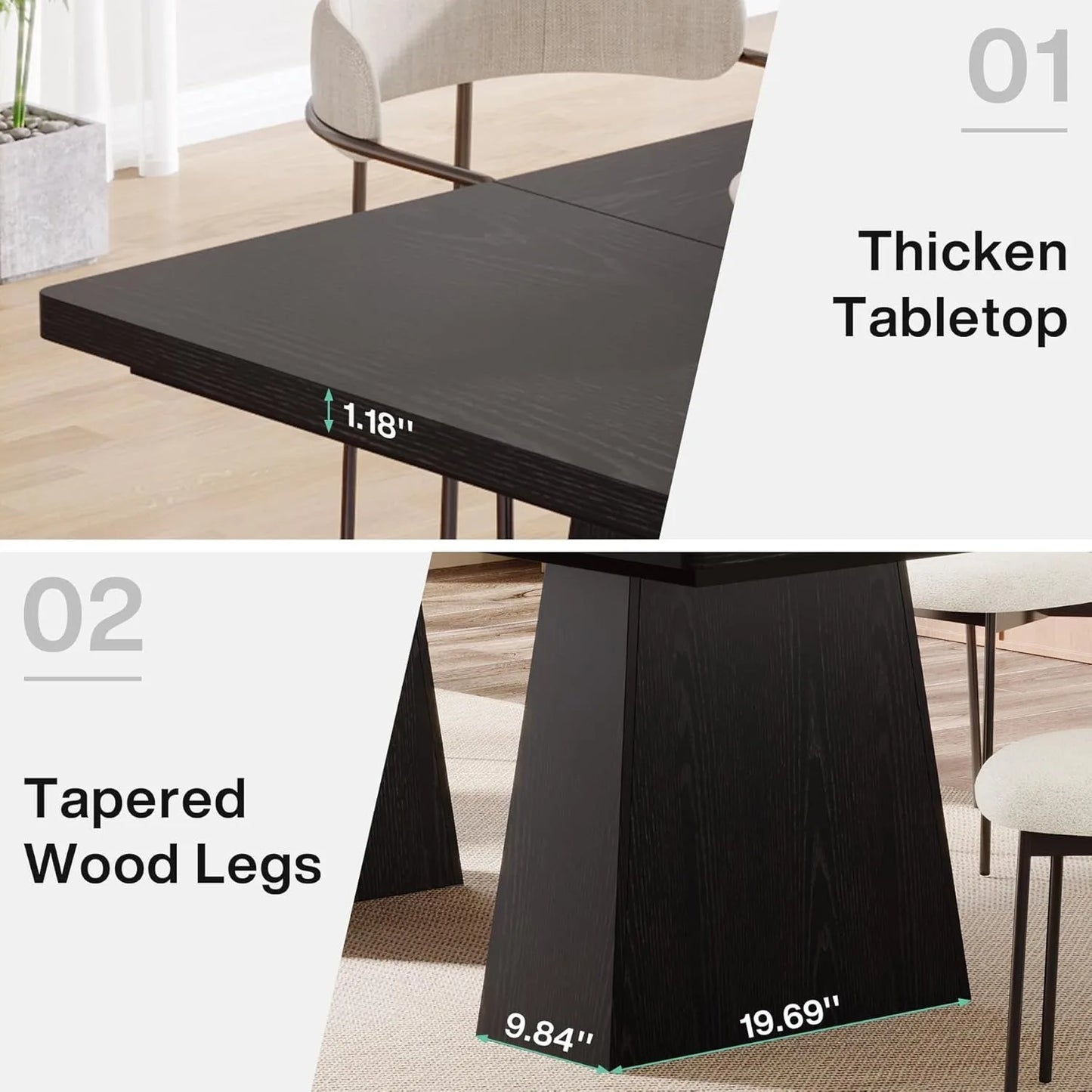 The Savoy Black Dining Table – 63" Statement Piece for Modern Gatherings