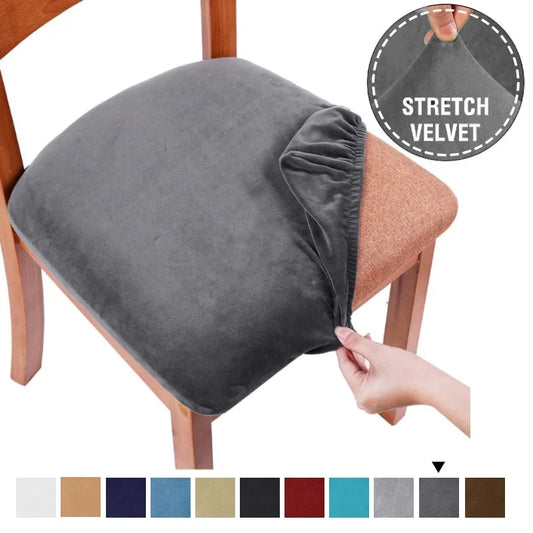 Velvet Haven Chair Cushion Cover | Modern Stretch Velvet Seat Protector For Dining, Office & Banquet Chairs | Soft, Nonslip, Waterproof Elegance In Every Color