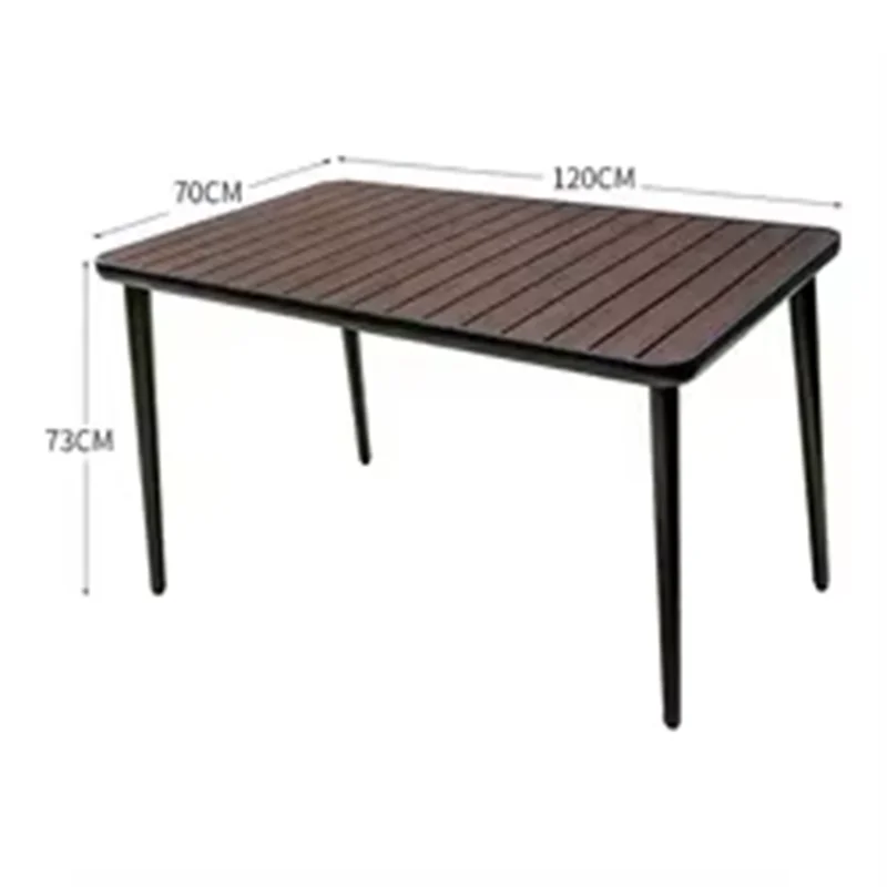 Harborline 120cm Outdoor Dining Table | Modern Wood-Plastic & Iron Frame Terrace Table for Garden, Balcony & Patio