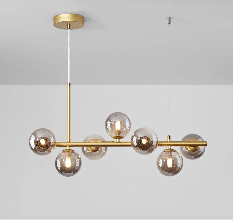 Modern Glass Ball Ceiling Chandelier | Elegant Golden Black Pendant Light For Dining Room, Kitchen Island & Living Spaces