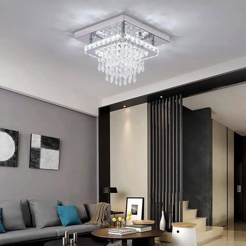 Astralis K9 Crystal LED Chandelier – Polished Chrome Ceiling Light for Modern Living Spaces