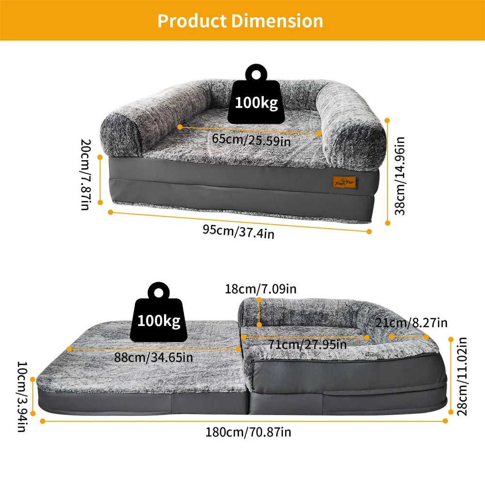 Foldable Human Dog Bed – 2-in-1 Calming Plush Sofa Lounge for Adults & Pets (Washable, Waterproof, Weighted Comfort)