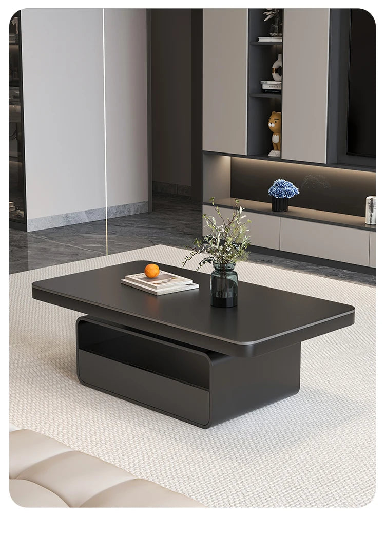 WhisperStone Luxe Living Room Coffee Table – Modern Minimalist Rock Slab Masterpiece with Storage, Style & Soul
