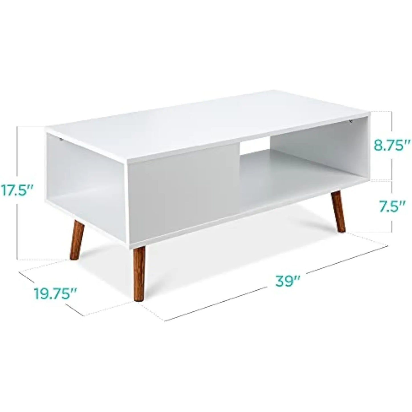 The Micel Mid-Century Coffee Table – Sleek Wooden Design with Open Storage Elegance