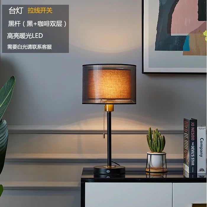 American Retro Gold Nordic Table Lamp – Luxury Warm LED Bedside & Study Light