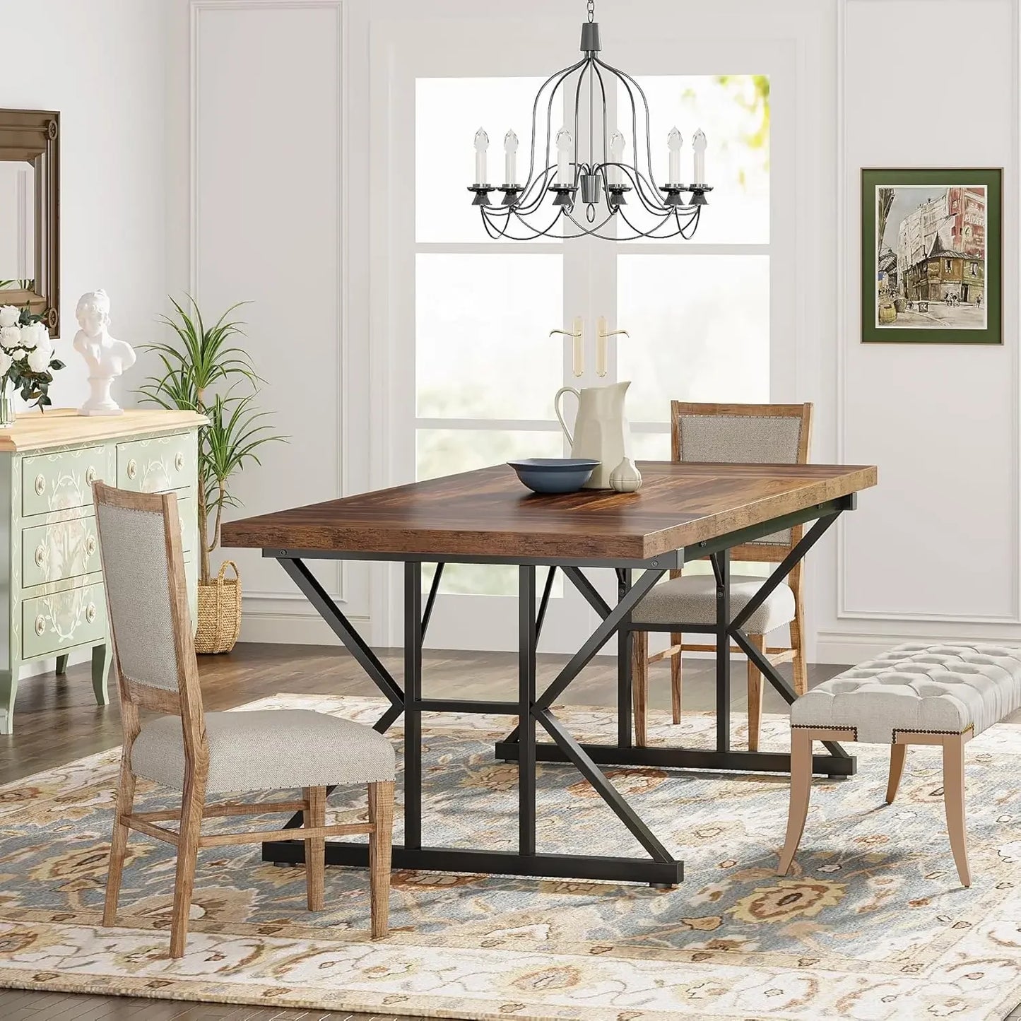 The "Belmont Manor" 70.8” Grand Farmhouse Dining Table – A Statement of Elegance & Strength