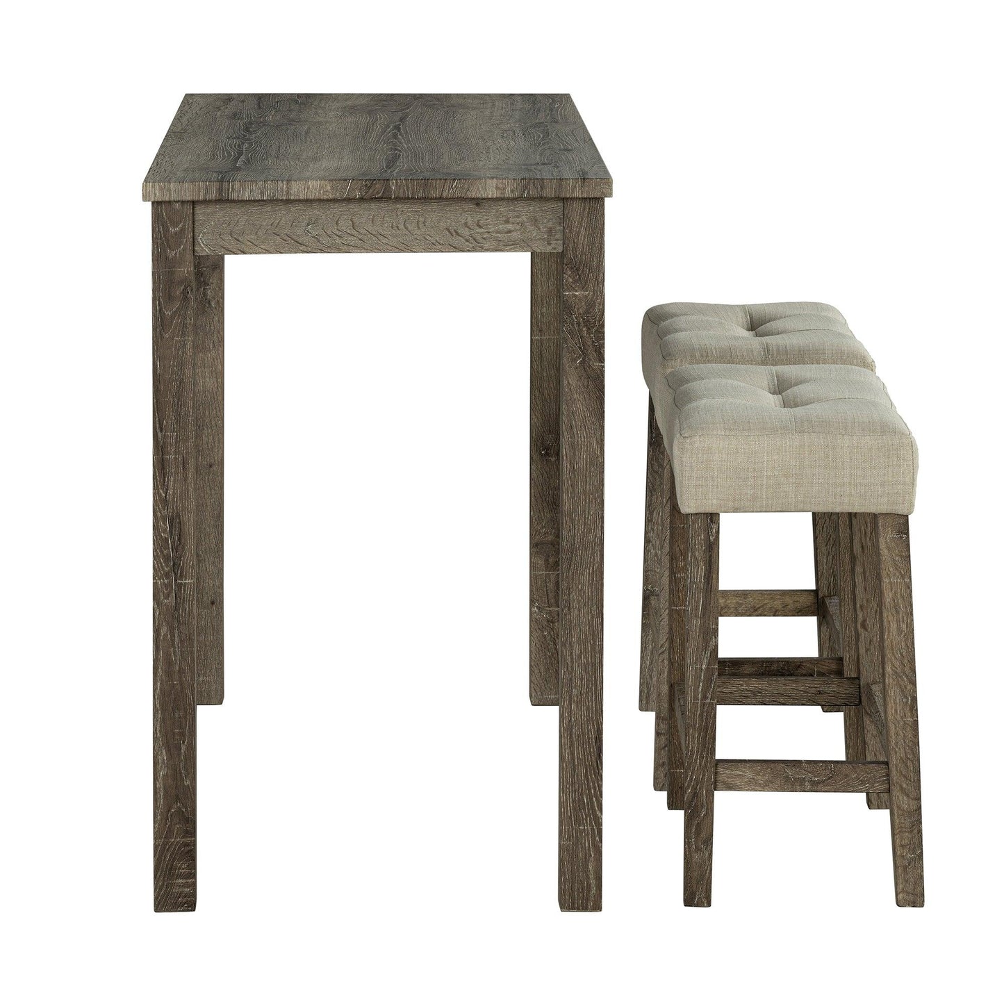 1 Traditional Breakfast Dining Table Set with 2 Stools for Apartment