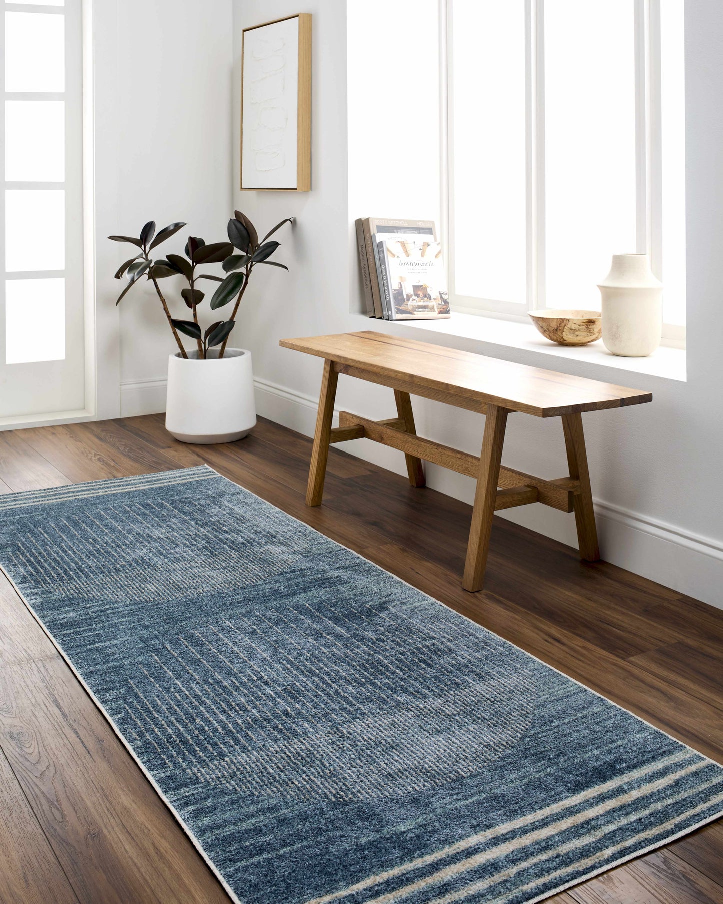 Thad Blue Washable Area Rug