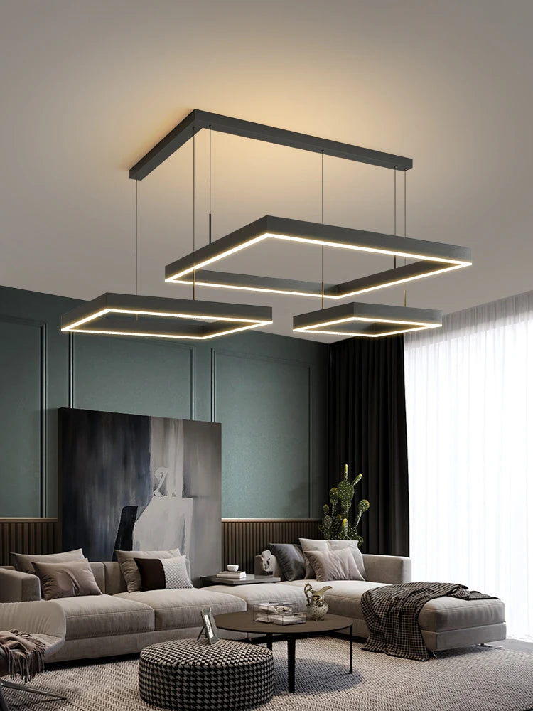 LuxeGlow LED Chandelier – Modern Aluminum & Acrylic Pendant Light for Living Room, Bedroom & Home Interior