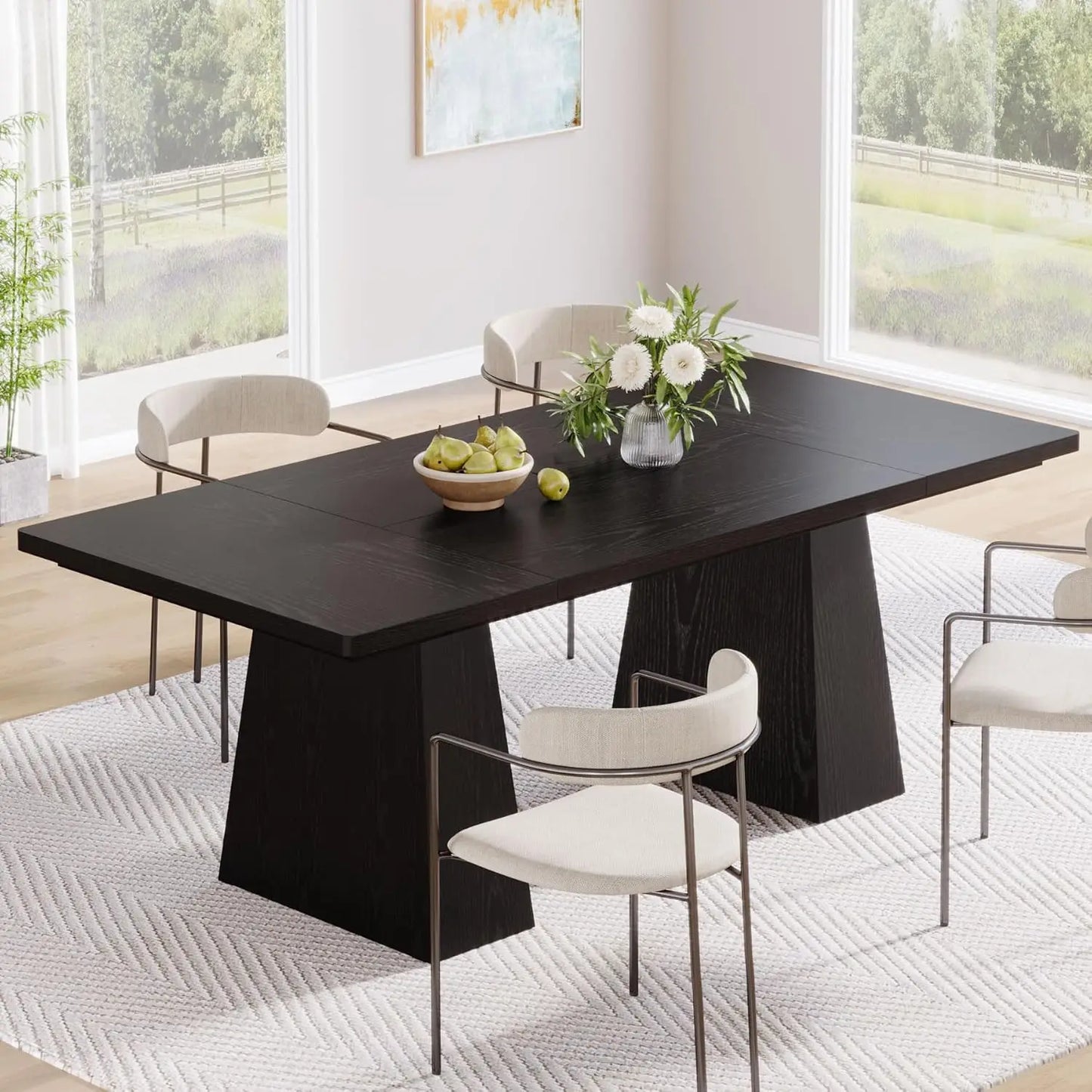 The Savoy Black Dining Table – 63" Statement Piece for Modern Gatherings