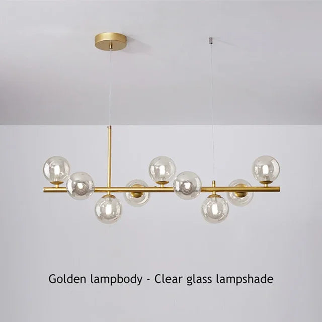 Modern Glass Ball Ceiling Chandelier | Elegant Golden Black Pendant Light For Dining Room, Kitchen Island & Living Spaces