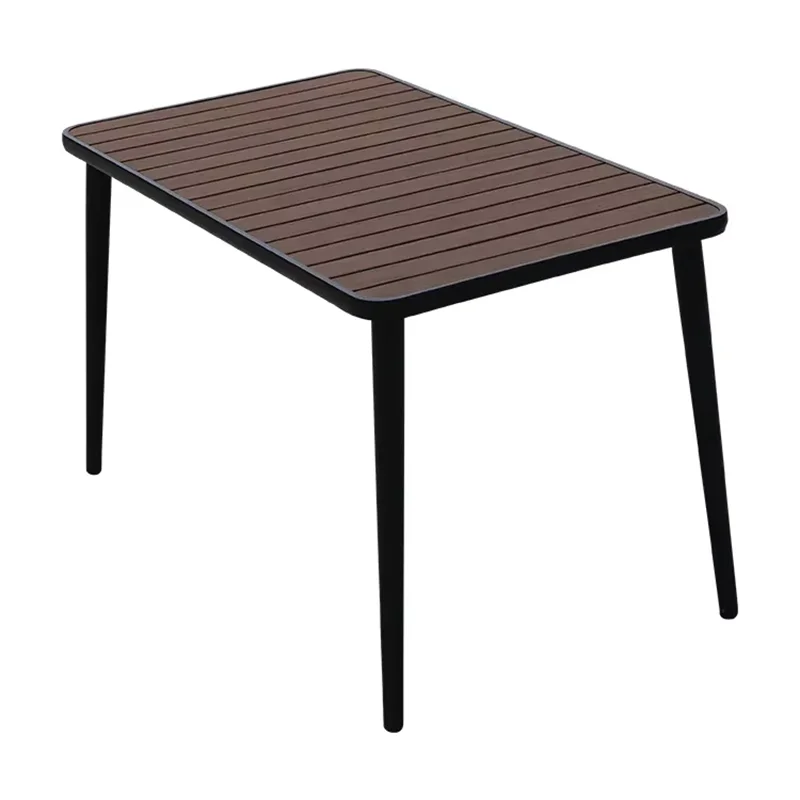 Harborline 120cm Outdoor Dining Table | Modern Wood-Plastic & Iron Frame Terrace Table for Garden, Balcony & Patio