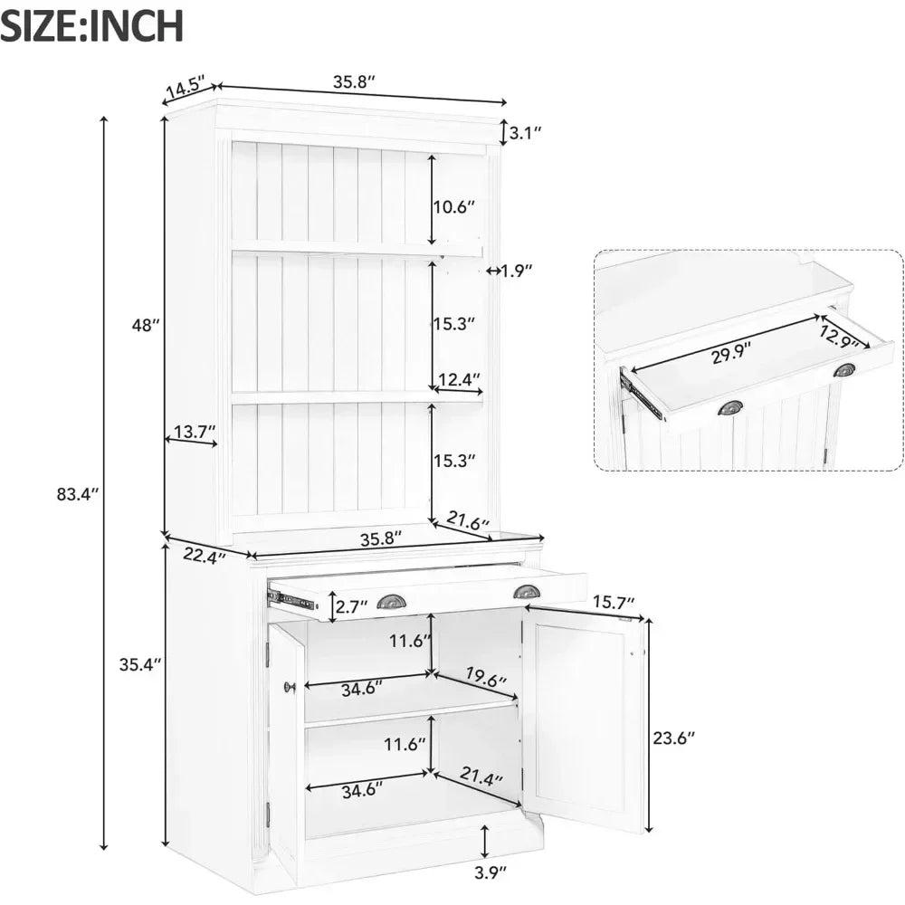 Luminaire Grand Bookcase | 83.4” Tall White Wooden Library With LED GLOW