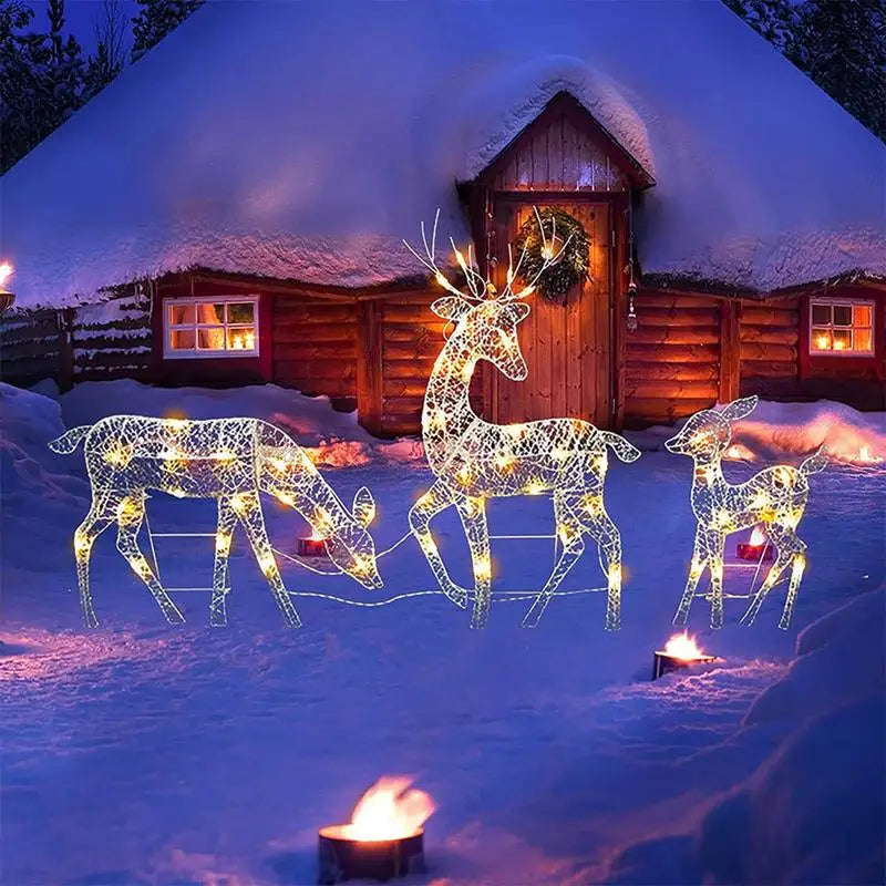 2025 Christmas Reindeer Decor Christmas Garden Luminous Deer Happy New Year Decoration For Garden Standing