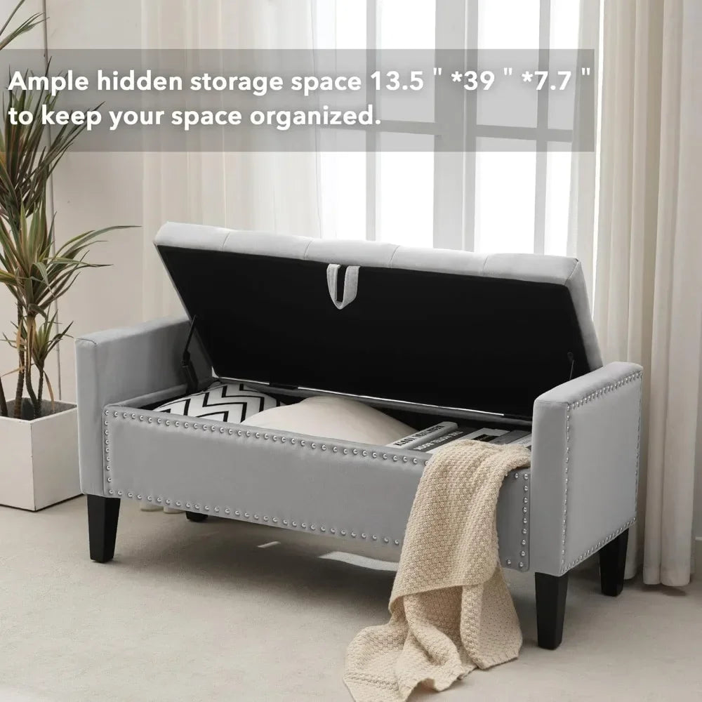 The Élan Velvet Storage Bench – Elegance Meets Function in Every Detail