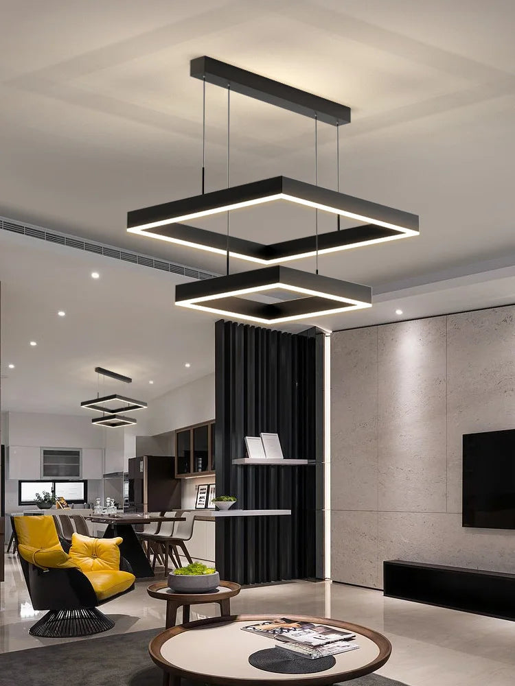 LuxeGlow LED Chandelier – Modern Aluminum & Acrylic Pendant Light for Living Room, Bedroom & Home Interior