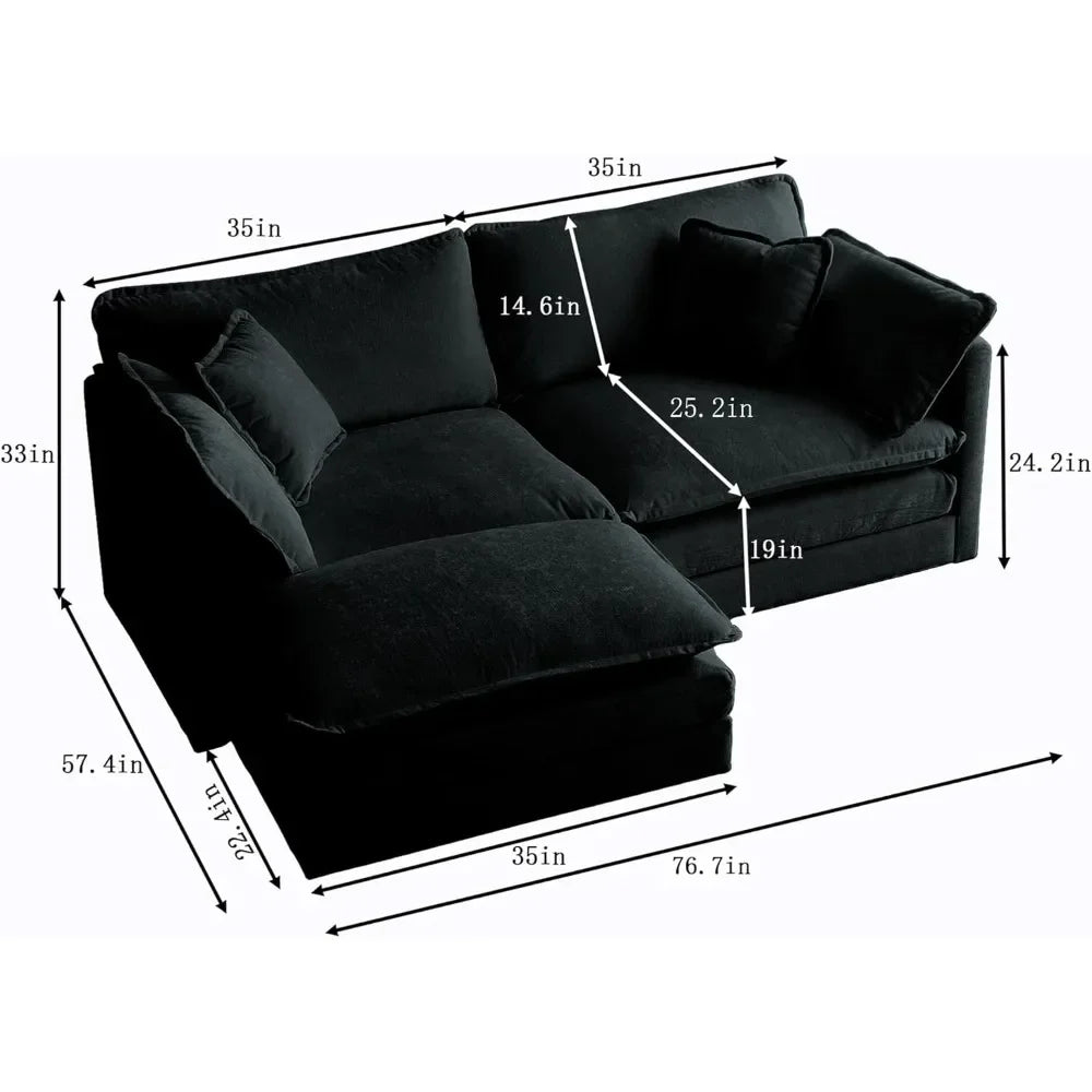 The Savoy Luxe Modular – Deep Seat Chenille Sectional with Ottoman