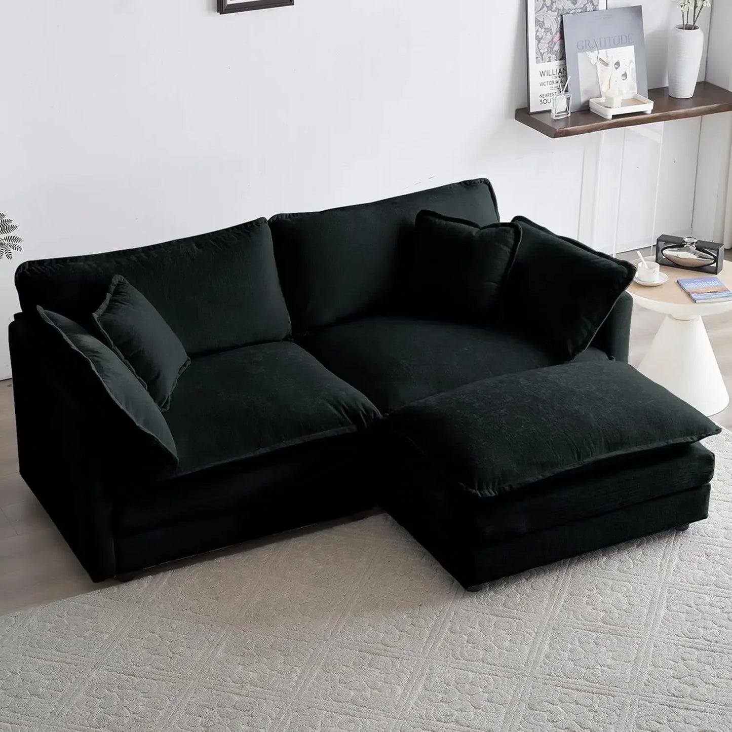 The Savoy Luxe Modular – Deep Seat Chenille Sectional with Ottoman