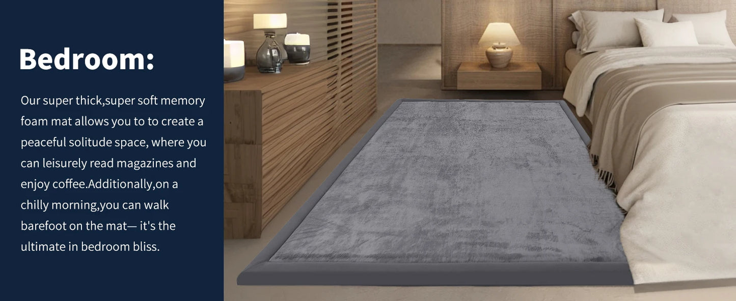 Cream Quietude Classic: Non-Slip Minimalist Tatami Living Room & Bedroom Rug