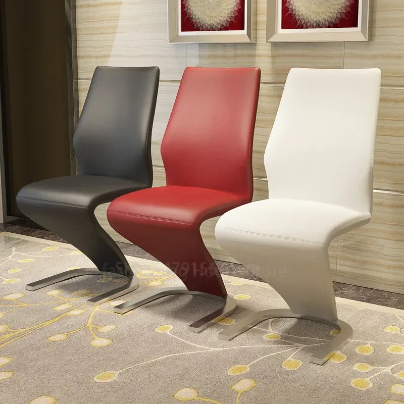Z Harmony PU Leather Dining Chairs (2-Piece Set) | Modern Minimalist Z-Shape Iron Frame Chairs for Dining & Living Rooms | Soft Comfort Meets Contemporary Elegance