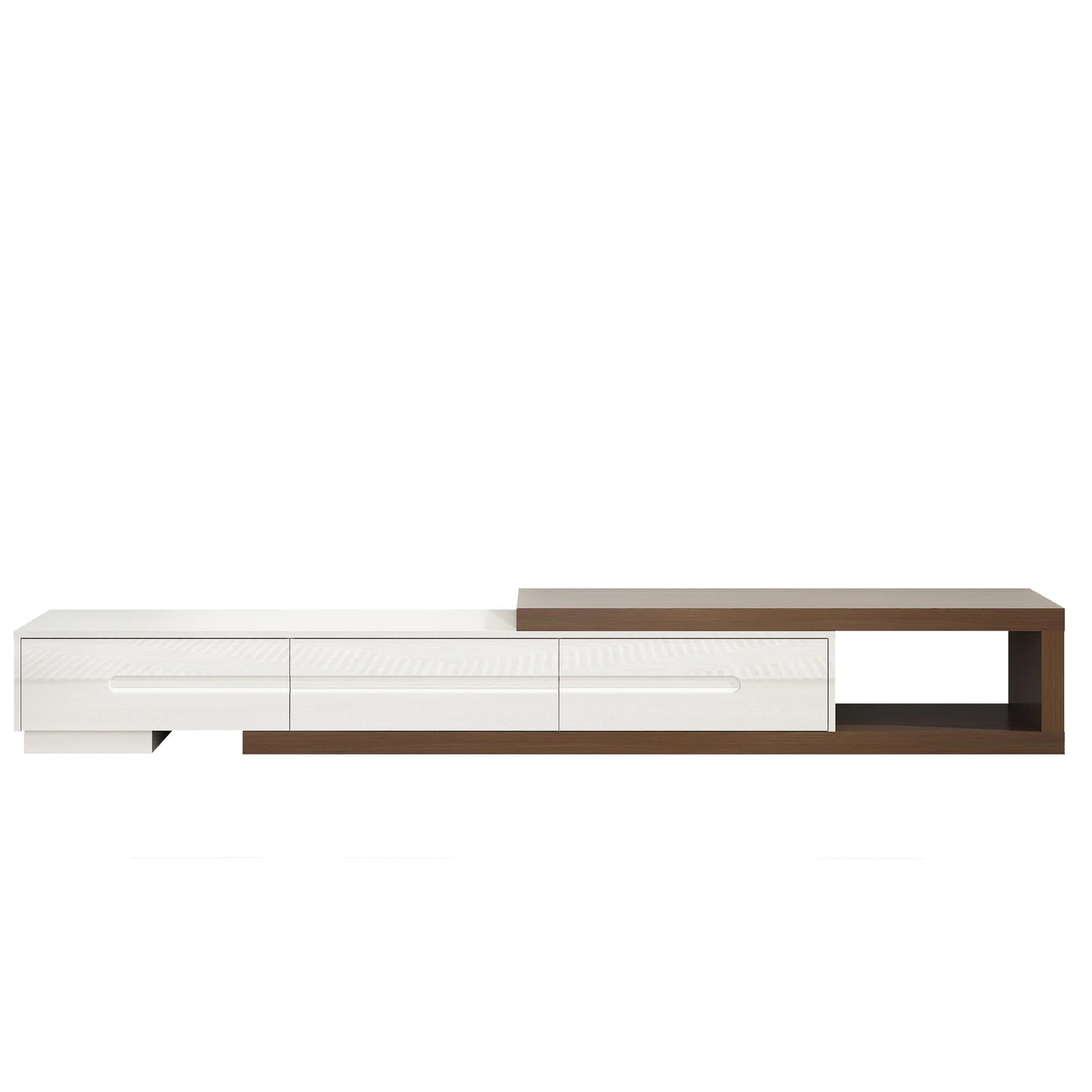 The Luxe 82-110" Extendable TV Stand – Modern Media Console with 3 Drawers & Open Storage for Sophisticated Living Rooms